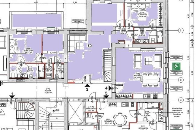 2 Wohnungn zusammengelegt 2 Grundbücher Hochparterre plus Tiefparterre Schlafzimmer Bäder